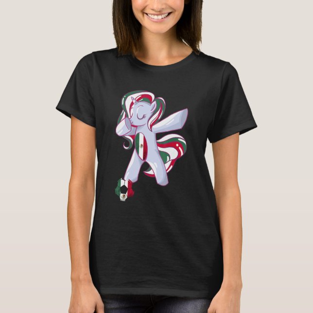Dabbing Unicorn Mexico Flag Mexican Flag Mexican S T-Shirt (Front)