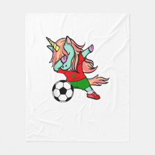 Dabbing Unicorn Morocco Soccer Fans Jersey Morocca Fleece Blanket