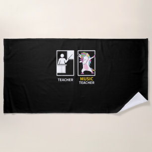 Dabbing Unicorn Music Teacher Gift T-Shirt Beach Towel