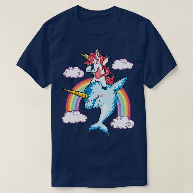 Dabbing Unicorn Narwhal Squad Girls Kids Rainbow U T-Shirt (Design Front)