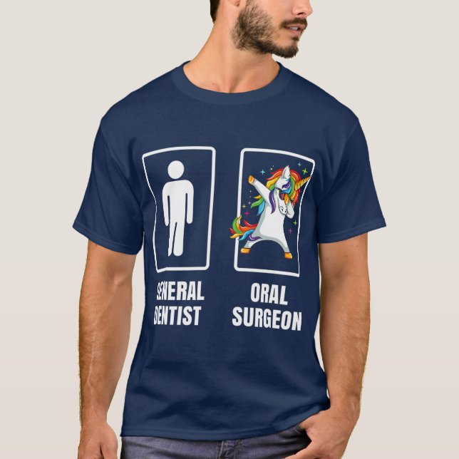 Dabbing Unicorn Oral Surgery Surgeon Dentist T-Shirt (Front)