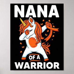 Dabbing unicorn Orange ribbon support Leukaemia Aw Poster