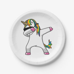 Dabbing Unicorn Paper Plates