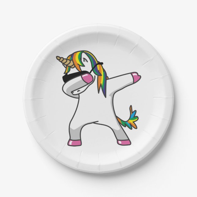 Dabbing Unicorn Paper Plates (Front)