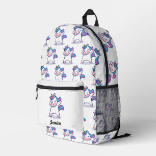 Dabbing Unicorn Pattern Custom Name Printed Backpack