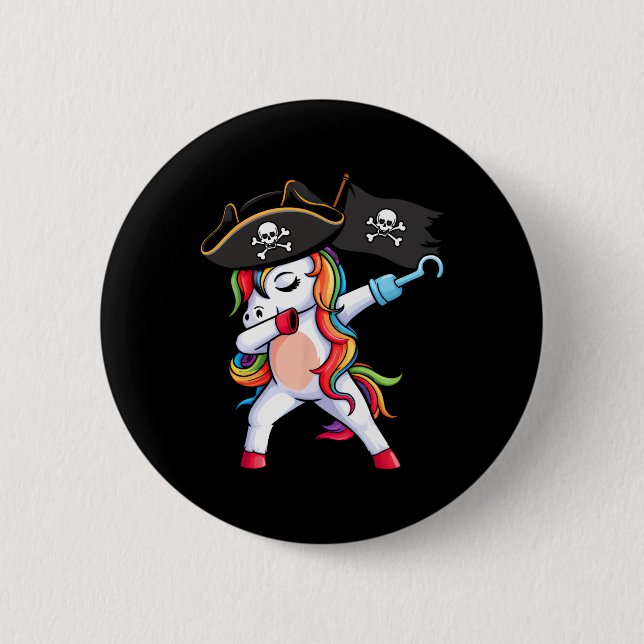 Dabbing Unicorn Pirate Girls Kids Funny Halloween  6 Cm Round Badge (Front)