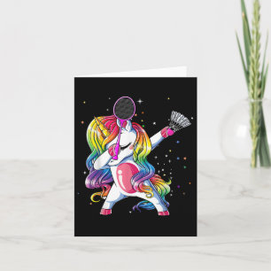 Dabbing Unicorn Playing Badminton Player Lover Mat Card