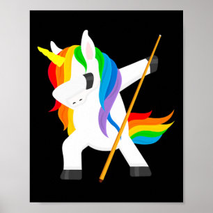 Dabbing Unicorn Playing Billiards Dab Dance Funny  Poster