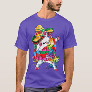 Dabbing Unicorn Poncho Poncho Hat Cinco de Mayo T-Shirt