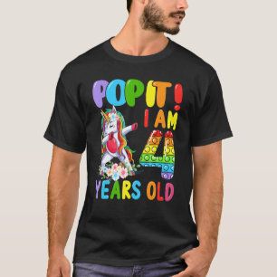 Dabbing Unicorn Pop It I Am 4 Years Old Fidget 4th T-Shirt