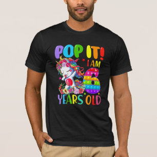 Dabbing Unicorn Pop It I Am 6 Years Old Fidget 6th T-Shirt
