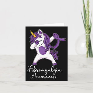 Dabbing Unicorn Purple Ribbon Fibromyalgia Awarene Card