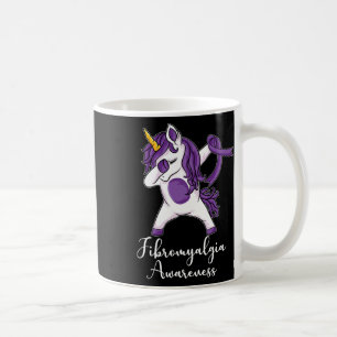 Dabbing Unicorn Purple Ribbon Fibromyalgia Awarene Coffee Mug