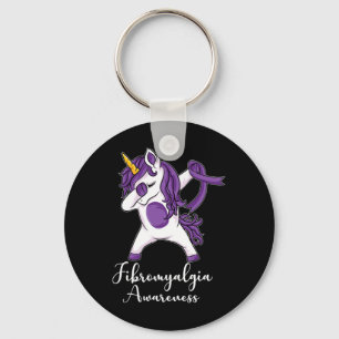 Dabbing Unicorn Purple Ribbon Fibromyalgia Awarene Key Ring