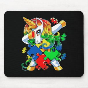 Dabbing Unicorn Puzzle Piece Autism Awareness Cute Mouse Mat
