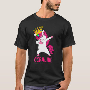 Dabbing Unicorn Queen Personalised CORALINE T-Shirt