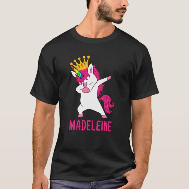 Dabbing Unicorn Queen Personalised MADELEINE T-Shirt (Front)