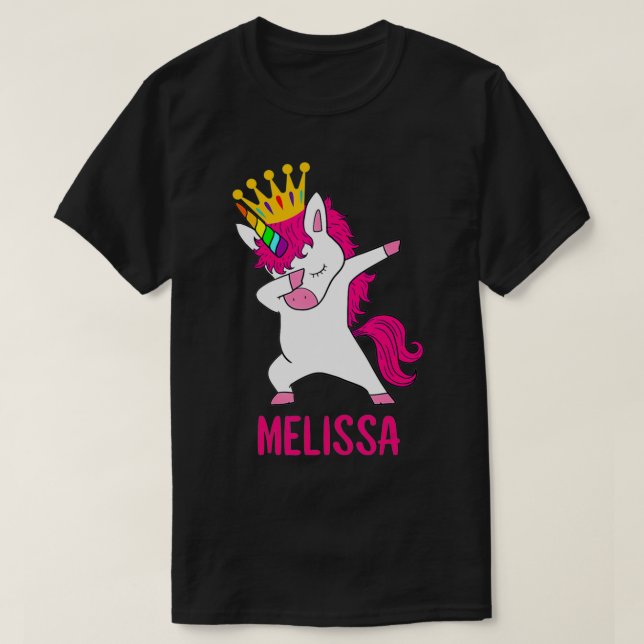 Dabbing Unicorn Queen Personalised MELISSA  T-Shirt (Design Front)