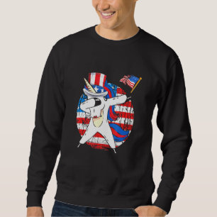 Dabbing Unicorn Rainbow Patriotic American Usa Gir Sweatshirt