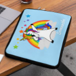 Dabbing Unicorn Rainbow Personalised Laptop Laptop Sleeve<br><div class="desc">This design was created through digital art. It may be personalised by clicking the customise button and changing the colour, adding a name, initials or your favourite words. Contact me at colorflowcreations@gmail.com if you with to have this design on another product. Purchase my original abstract acrylic painting for sale at...</div>