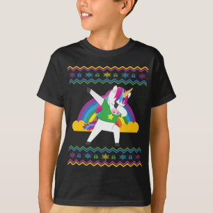 Dabbing Unicorn Rainbow Ugly Christmas Sweater