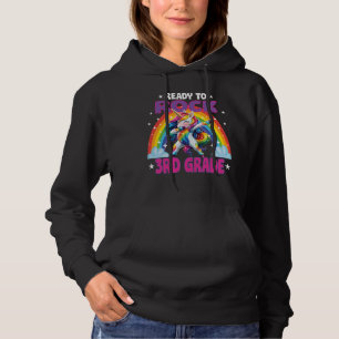 Dabbing Unicorn Ready to Rock 3rd Grade Girls gift Hoodie