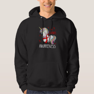 Dabbing Unicorn Red Ribbon Hiv Aids Awareness Supp Hoodie