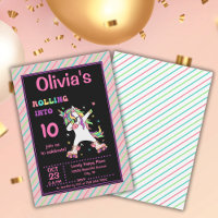 Dabbing Unicorn Roller Skating Birthday Party Invi