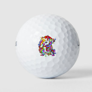 Dabbing Unicorn Santa Christmas Kids Girls Women X Golf Balls
