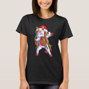 Dabbing Unicorn Santa Christmas Kids Girls Women X T-Shirt