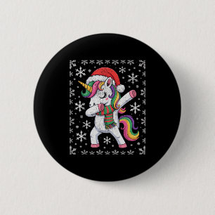 Dabbing Unicorn Santa Hat Christmas Xmas Dab 6 Cm Round Badge