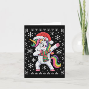Dabbing Unicorn Santa Hat Christmas Xmas Dab  Card