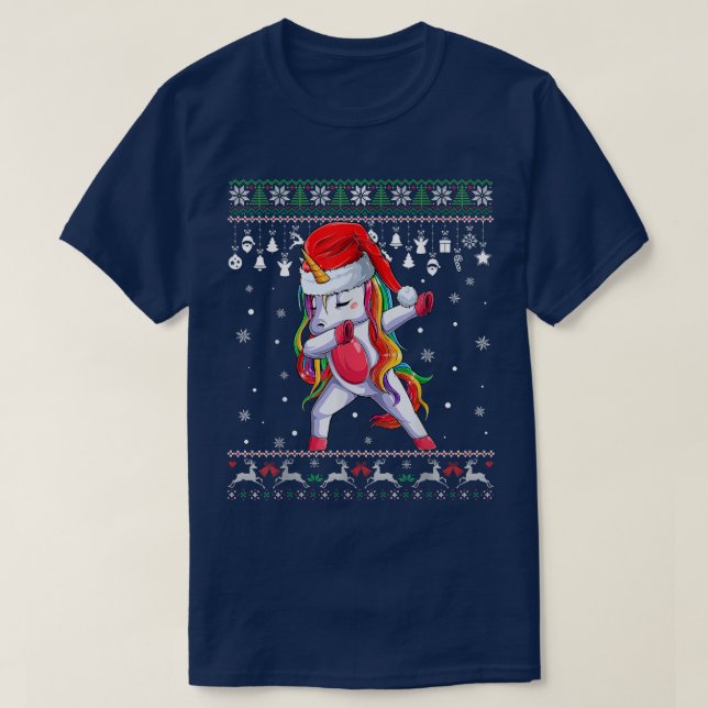 Dabbing Unicorn Santa Sweater Christmas Ugly Kids  (Design Front)