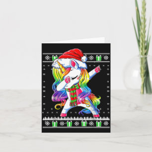 Dabbing Unicorn Santa Sweater Christmas Ugly Kids  Card