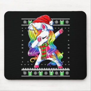Dabbing Unicorn Santa Sweater Christmas Ugly Kids Mouse Mat