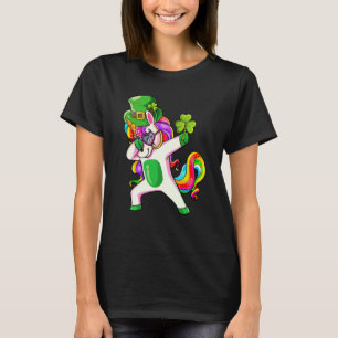 Dabbing Unicorn Shamrock Happy St Patricks Day Ire T-Shirt