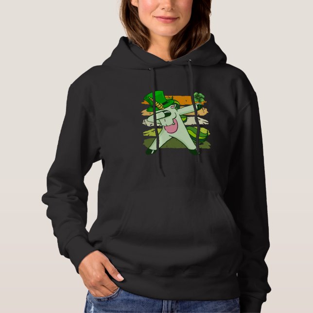 Dabbing unicorn shamrock St Patrick's Day  1 Hoodie (Front)