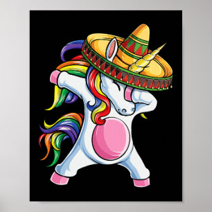 Dabbing Unicorn Shirt Cinco De Mayo Kids Girls Wom Poster