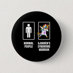 Dabbing Unicorn Sjogren's Syndrome Warrior Survivo 6 Cm Round Badge