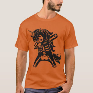Dabbing Unicorn Skeleton Cool Funny Halloween T-Shirt