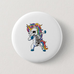 Dabbing Unicorn Skeleton Halloween Gifts Women Men 6 Cm Round Badge