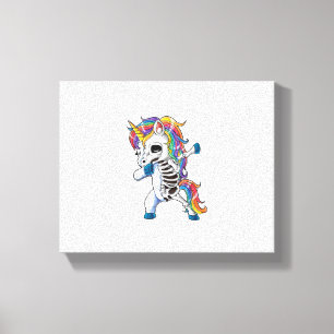 Dabbing Unicorn Skeleton Halloween Gifts Women Men Canvas Print