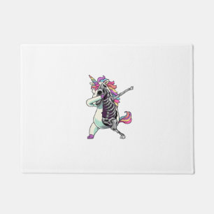 Dabbing Unicorn Skeleton Halloween Girls Dab T-Shi Doormat