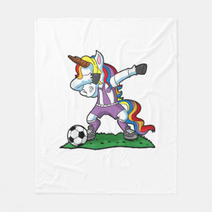 Dabbing Unicorn Soccer Girls Women Team Coach Gift Fleece Blanket