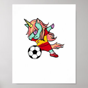 Dabbing Unicorn Soccer Spain Jersey Shirt Spanish Poster