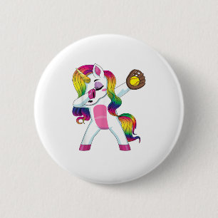Dabbing Unicorn Softball Girls Women T-Shirt 6 Cm Round Badge