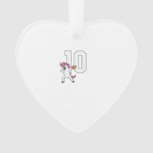 Dabbing Unicorn Softball Number 10 T-Shirt - Softb Ornament