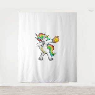 Dabbing Unicorn Softball Player Funny Dab Dance Ra Tapestry
