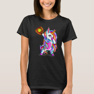 Dabbing Unicorn Sport Softball Women Girl T-Shirt
