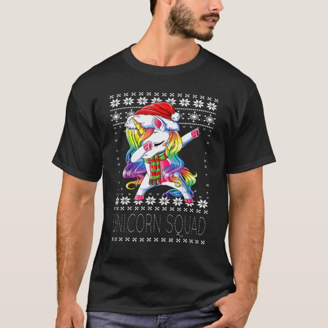 Dabbing Unicorn Squad Santa Sweater Christmas Ugly (Front)